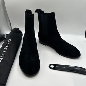 Saint Morta Nomad Chelsea Boot,Black Suede Leather,Leather Sole,Men's SZ:11 M